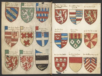 Wapenboek Beyeren (armoriale) - KB79K21 - folios 053v (sinistra) e 054r (destra)